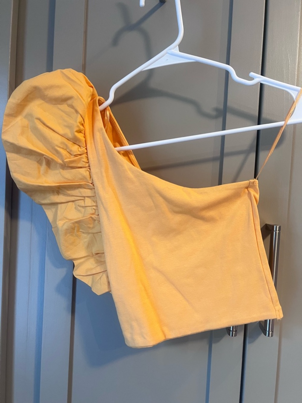 Zara One-Shoulder Ruffle Crop Top in Mustard Yellow - Size Small - NEW WITH TAGS